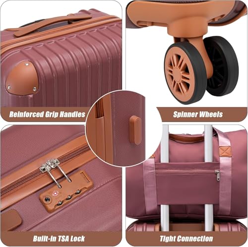 Cosbarn Carry On Luggage,3 Piece Luggage Set,22x14x9 Airline Approved - color: CarmineRed