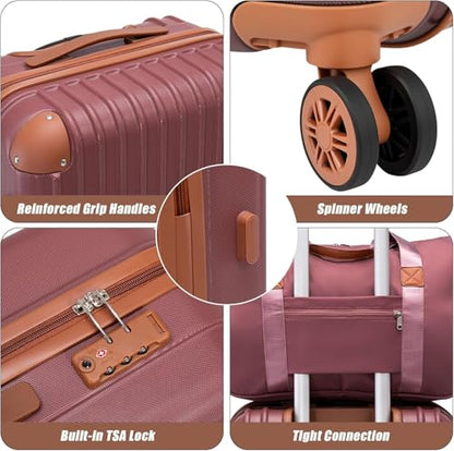 Cosbarn Carry On Luggage,3 Piece Luggage Set,22x14x9 Airline Approved - color: CarmineRed