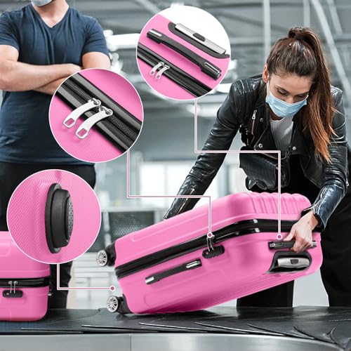 Karl home Luggage Set of 3 Hardside Suitcase Sets - Pink (20/24/28) - color: Pink, size: 3 Piece Set