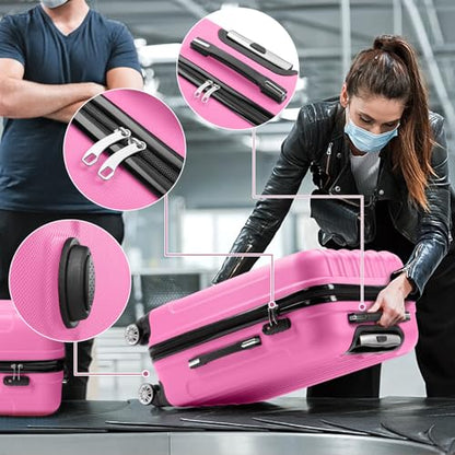 Karl home Luggage Set of 3 Hardside Suitcase Sets - Pink (20/24/28) - color: Pink, size: 3 Piece Set