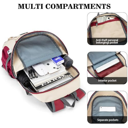 BAGPARKK 35L Ultra Lightweight Foldable Packable Hiking Backpack - color: Beige-red（35l）