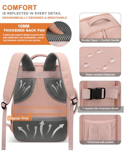 Capolo Travel Laptop Backpack Women Men Personal Item Weekender Travel Bag - color: Pink, size: Small