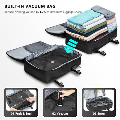 SUOCO Travel Vacuum Backpack with Portable Electric Pump, 45L Carry On Compression Seal Travel Backpack with Vacuum System, Traveling Packing Luggage Suitcase, Grey - color: Grey