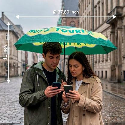Fisura - Travel Umbrella – Original Strong Automatic Folding Rain Umbrella, Compact Small Light & Portable, Waterproof Rain for Gift - color: Not a Tourist