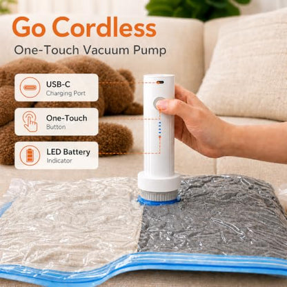 15 Pack Vacuum Bags for Travel with Rechargeable Pump, Save Luggage Space - size: 15 Combo