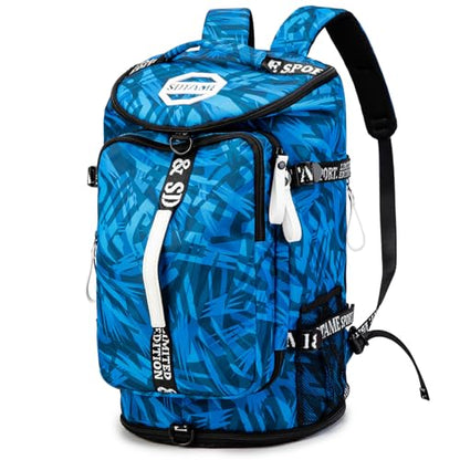 Gym Duffle Bag Backpack,4‑Way Waterproof with Shoe Compartment Travel Laptop - color: Blue