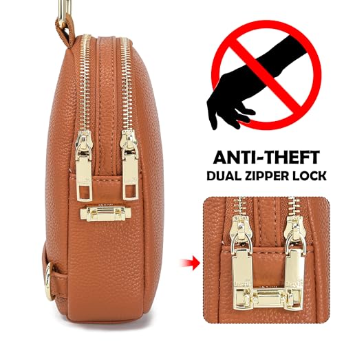 INICAT Anti Theft Crossbody Bag for Women, Small Sling Purse - color: Brown, size: Large