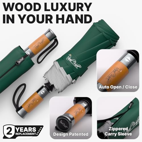 Royal Walk Compact Travel Umbrella for Rain, Windproof, Small & Portable - color: Dark Green