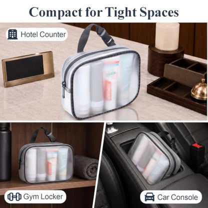 PACKISM TPU Clear Makeup Bag - Frosted TSA Approved Toiletry Bag, 1 Pack - color: Black Trim, size: 1 Pack