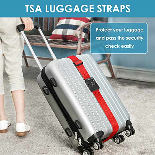 Travel Inspira 2 Pack Luggage Straps for Suitcases with TSA Lock - color: Apple Red