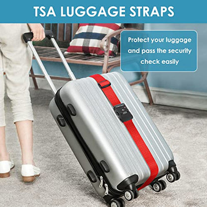 Travel Inspira 2 Pack Luggage Straps for Suitcases with TSA Lock - color: Apple Red