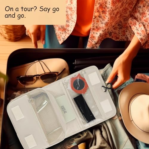 Hanging Toiletry Bag Travel Waterproof Makeup Organizer for Women(Beige) - color: Beige