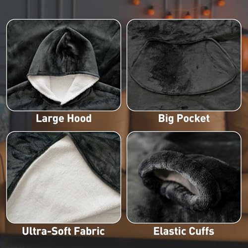 Moinlizy Oversized Wearable Blanket Hoodie for Women Men - color: Dark Grey