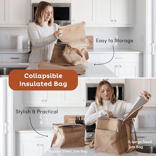 Nook Theory Reusable Insulated Grocery Bag - Leak Proof, X Large Cooler Bag - color: Caramel