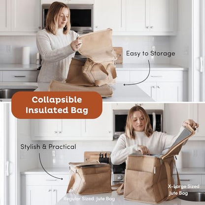 Nook Theory Reusable Insulated Grocery Bag - Leak Proof, X Large Cooler Bag - color: Caramel