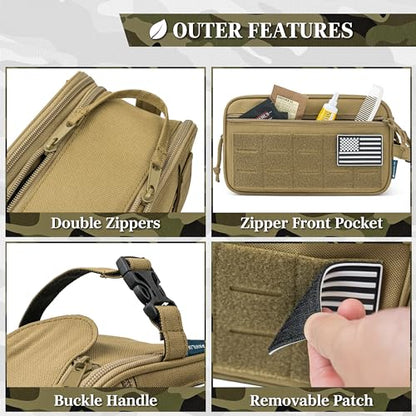 PAVILIA Tactical Toiletry Bag for Men, Water Resistant Molle Military, Tan - color: Tan, size: Large