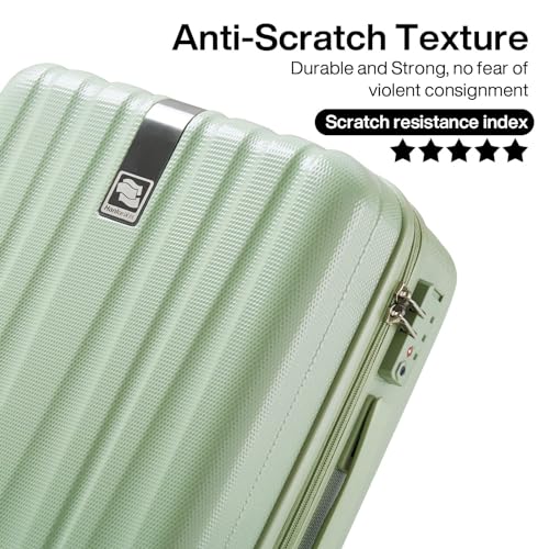Hanke 24 Inch Luggage Suitcases With Spinner Wheels Lightweight PC Hard Shell Rolling Suitcase With Travel Lock,Checked-Medium 24-Inch(Bamboo Green) - color: Bamboo Green, size: 24 Inch