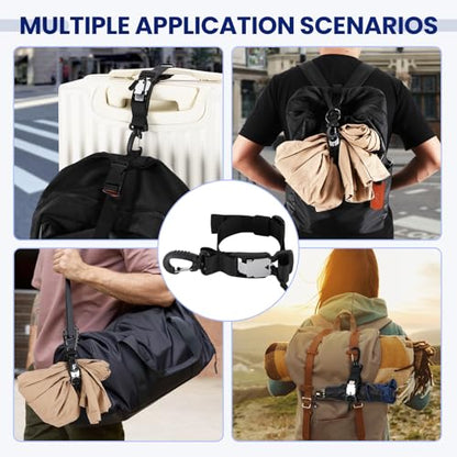 Magnetic Luggage Strap for Backpack & Suitcase - Heavy Duty Suitcase Belt with Jacket Gripper - Multi Purpose Travel Accessories with Replaceable Hooks - Adjustable Extra Bag Holder
