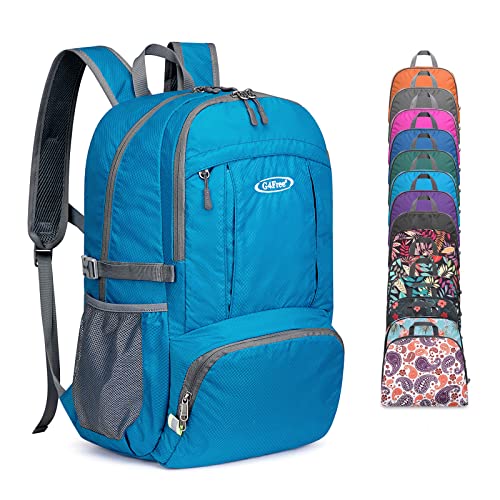 G4Free 40L Lightweight Packable Hiking Backpack, Waterproof Travel Daypack - color: Light Blue