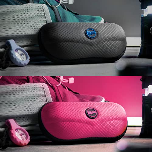 BLUPOND Sunglasses Case Semi Hard EVA Shell with Metal Hanging Hook Belt Clip Sun Glasses Storage - color: Black/Pink