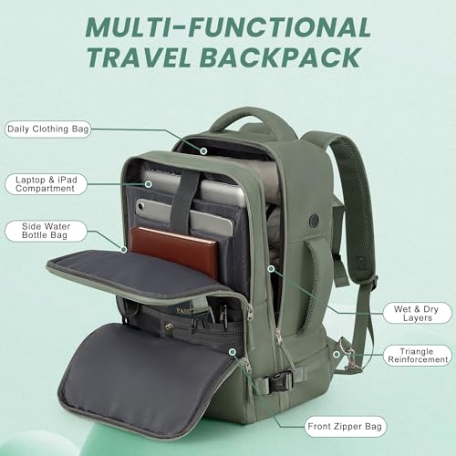 Sinaliy Travel Backpack, TSA Carry on Flight Approved Backpack - color: Army Green, size: X-Large