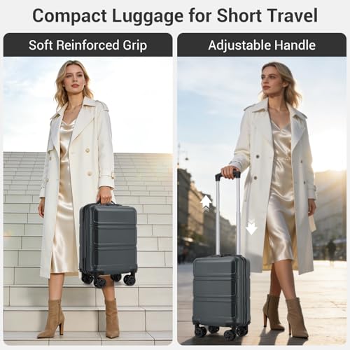 Kono 15'' Underseat Carry On Luggage Airline Approved Lightweight - color: Grey, size: 15-inch underseat