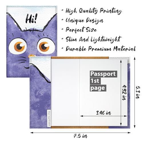 Passport Cover for Kids, Women and Men, Cute Travel Passport Holder (Cat Face) - color: 24. Cat Face
