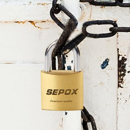 SEPOX® Solid Brass Padlock 30mm, Keyed Alike 24 Keys, Chamfered Edge, 16Pcs - color: 16pcs