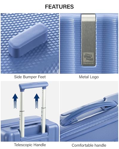 Hanke Upgraded Elite 24 Inch Checked Luggage,PC Hard Shell Suitcases with Wheels, TSA Lock, Explosion-Proof Zipper Suitcase for Business Travel Men & Women,Deep Space Purple - color: Deep Space Purple, size: 24 Inch