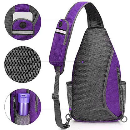 G4Free Sling Bag for Men Women, RFID Blocking Crossbody Bag, Daily, Travel - color: Purple/Gray