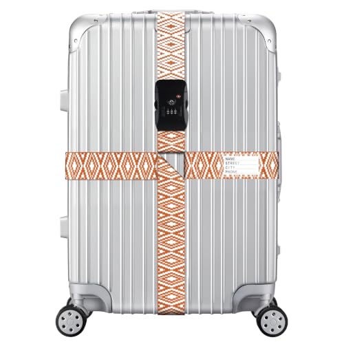 Veki Cross Luggage Straps, TSA Approved with Lock, Brown Diamond, 1pc - color: Cross Brown Diamond
