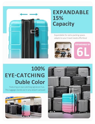 Tolino Carry on Luggage 20 Inch Expandable Suitcases with Wheels - color: Candy, size: S(20 In Carry-on)