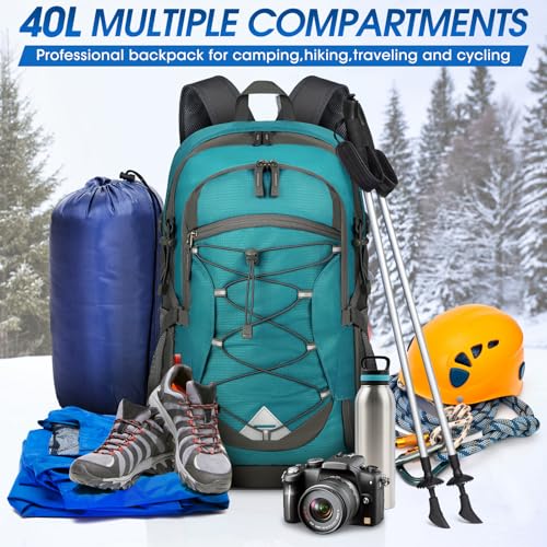 IGOLUMON Hiking Backpack 40L Packable Lightweight Camping Daypack Men Women - color: Green