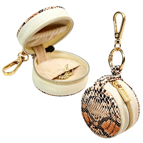 Portable Ring Keychain Holder - snakeskin pattern Jewelry Holder - color: snake pattern