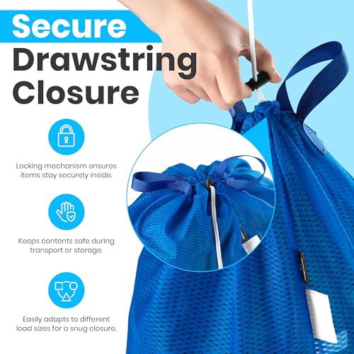 Handy Laundry Mesh XL Laundry Bag 24"x36" with Shoulder Strap, Blue - color: Blue, size: 1-Pack