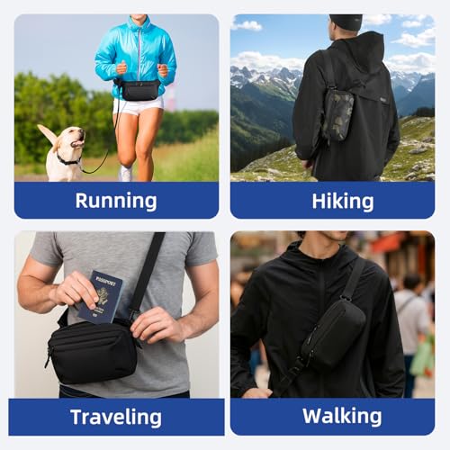 Crossbody Fanny Pack - 1.5L Small Sling Bag Water Resistant Handled Pouch with Adjustable Strap & D Ring for Travel Running Hiking EDC,Camo - color: Camo