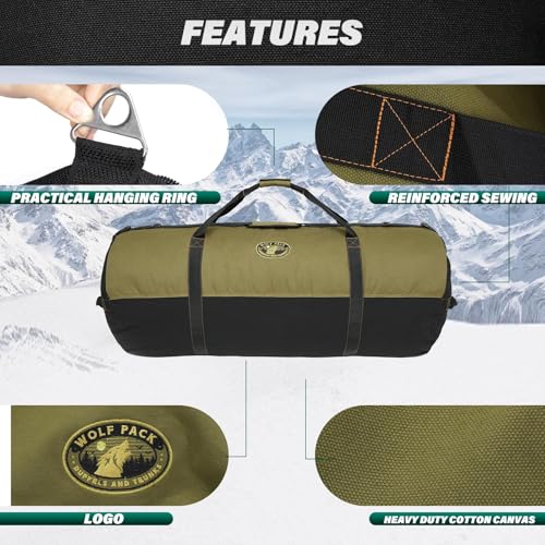 Gilbins Heavyweight Duffle Bag Super Tough Heavy Duty Cotton Canvas Duffel Bag -Great for Camping, Travel, Hiking - size: XL 36" x 20"