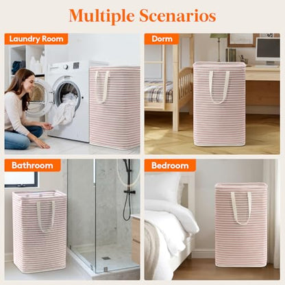 Lifewit 75L Large Collapsible Laundry Basket with Extended Handles, Pink - color: Pink, size: 75L