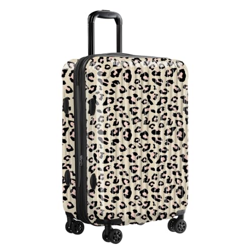 Checked Luggage, Expandable 24 Inch Hardside Suitcase - color: Caramel Leopard, size: M(checked-24")