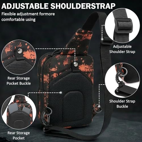 Tactical Sling Bag Backpack, RFID Blocking Crossbody Shoulder Bag for Men - color: Flame Orange