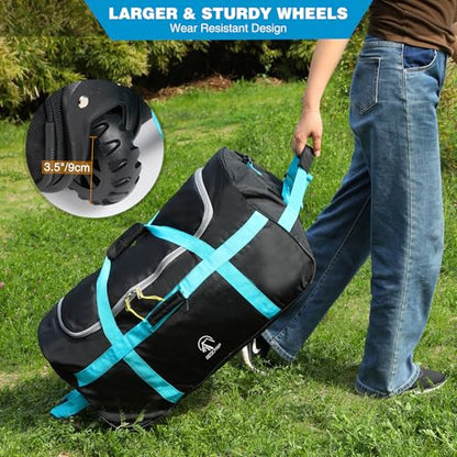REDCAMP 85L/120L/140L Foldable Duffle Bag with Wheels, Large Travel Duffel Bag - color: 85l Black (Small)