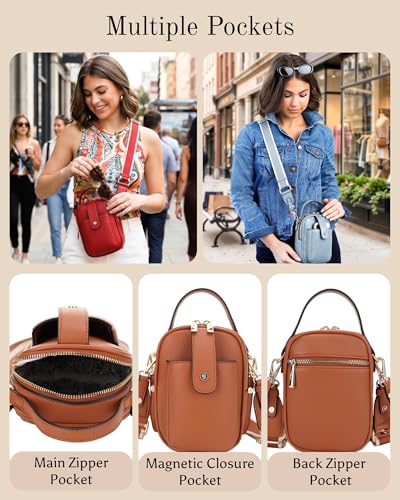 Mali+Lili Gail Vegan Leather Multi Compartment Crossbody Bag - color: Tan