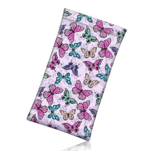 FINTIE Soft Eyeglasses Case with Cleaning Cloth, Squeeze Top Glasses Pouch - color: Butterfly