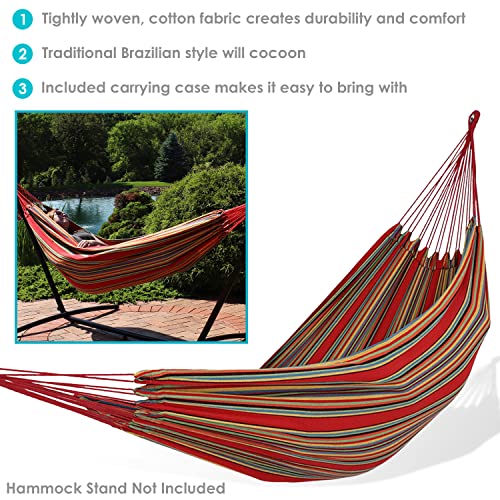 Sunnydaze Brazilian Double Hammock Without Stand, Portable, Sunset - color: Sunset