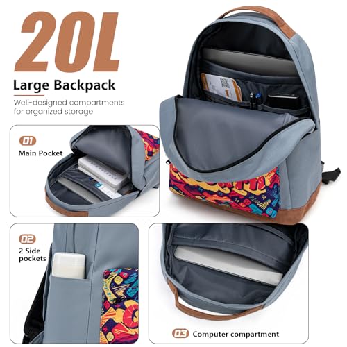 Cosbarn Carry On Luggage 22x14x9 Airline Approved,3 Piece Luggage Set - color: SkyBlue, size: 3 Piece Sets (20/BP/TB)