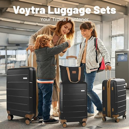 Luggage Set 3 Piece, Carry On Luggage 20 Inch 22x14x9 Airline Approved with Spinner Wheels & TSA Lock, Durable Lightweight ABS Hardside Suitcase Set for Travel (20/TB/DB Black) - color: Black, size: 3 Piece Set (20/DB/TB)