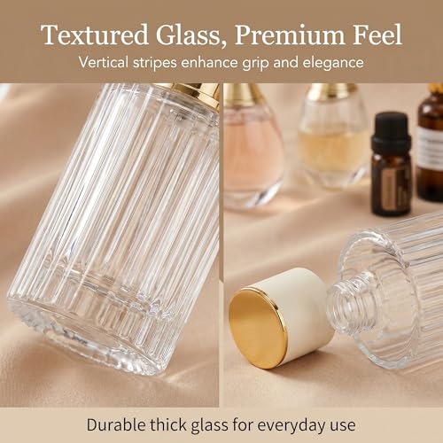 YU FENG 2 Pack 100ml Glass Perfume Spray Bottles, Gold Rim Atomizer - color: Ivory Cylinder