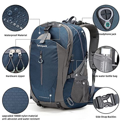 SPEEDPARK 40L Hiking Backpack, Lightweight Camping Daypack with Rain Cover - color: A Royal Blue