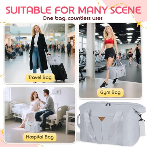 Duffle Bag for Travel with Trolley Sleeve, Gym Bag, Grey - color: Grey