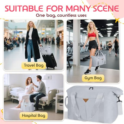 Duffle Bag for Travel with Trolley Sleeve, Gym Bag, Grey - color: Grey